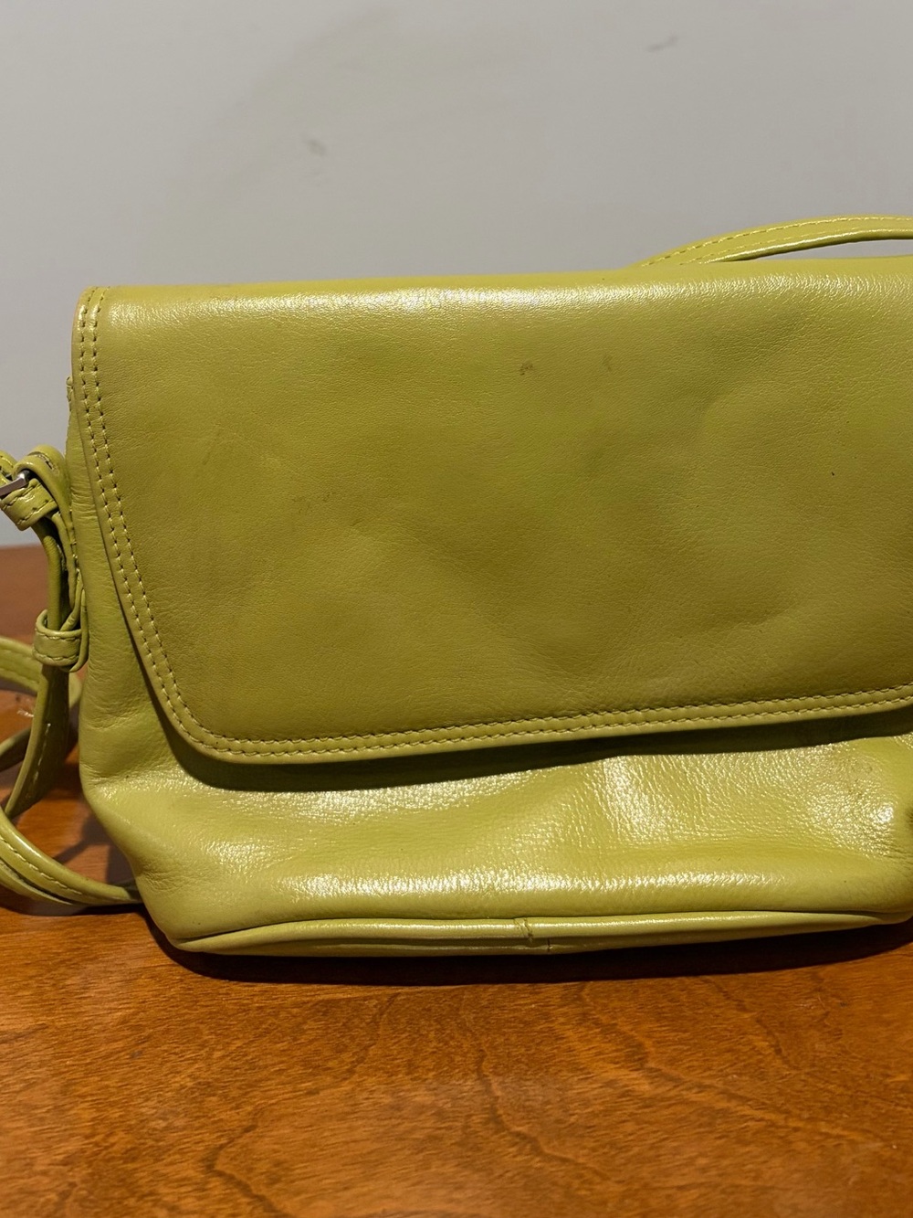 Lime Green Leather Crossbody Shoulder Bag